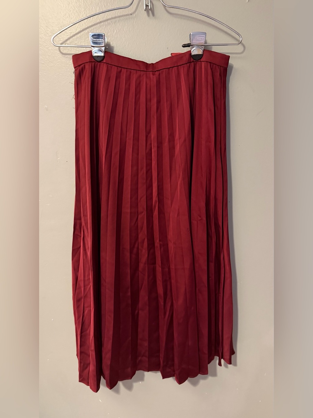 J Crew BurgundyPleated Midi Skirt